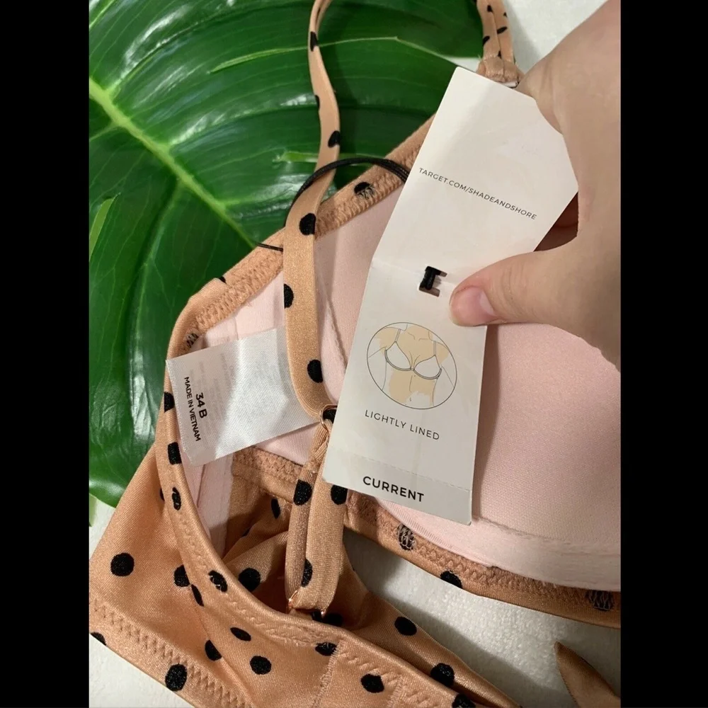 NWT Shade‎ & Shore Polka Dot Wrap Bikini Top [ 34B ] + Cheeky Bottoms [ Medium ]